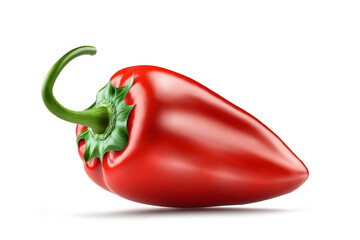 Jalapeno pepper isolated on white background. One spicy red pepper. Raw paprika, side view