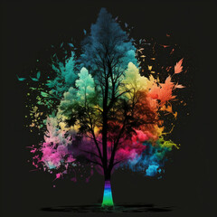 Obraz na płótnie Canvas Tie Dyed Rainbow Colorful Tree