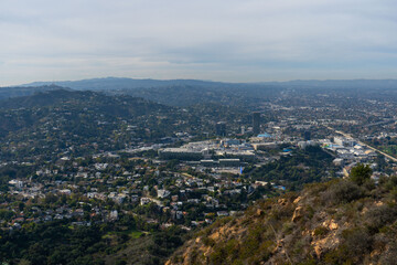 Views from hiking in the Santa Monica mountains of the city of Los Angeles and the Pacific Ocean and famous Los Angeles beaches.