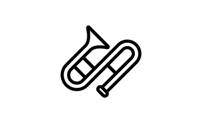 trombone vector icon black and white background wind instrument eps 8