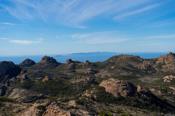 Views hiking to the peak of Sandstone Mountain, the tallest peak in the Santa Monica Mountain Range.
