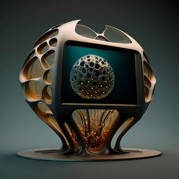 futuristic computer with a monitor - Artificial Intelligence  