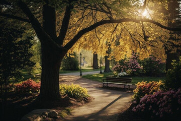 Fototapeta premium path in the park,,Generative Ai