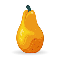 Ripe, yellow-orange, juicy papaya. Cute vector illustration in cartoon style.