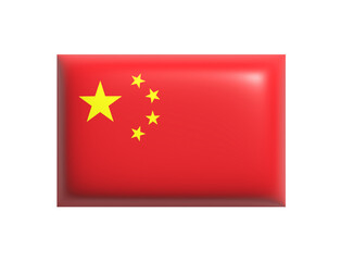 Flag of China isolated. Cartoon design icon. 3d rendering. PNG with transparent background. Flat lay