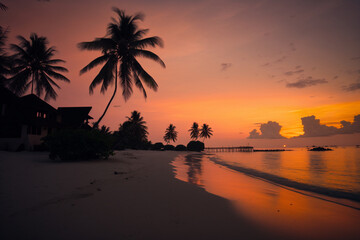 Fototapeta na wymiar sunset at the beach,Generative Ai