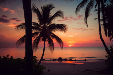 Fototapeta na wymiar sunset at the beach,Generative Ai