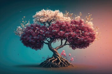 Blossom cheery tree sweet background concept. Generative AI