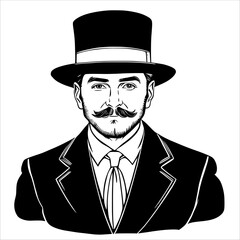 A Man of Style: Handsome Gentleman with Mustache and Suit.
