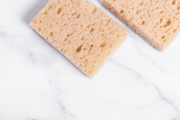Sponges for washing dishes. Foam sponges closeup