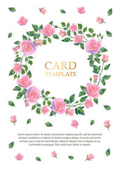 Vintage vector card or wedding invitation with acrylic or oil flowers on white background.