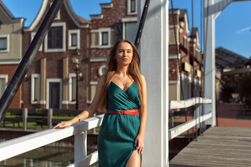 Fashionable woman in european city