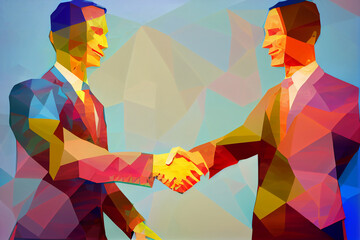 Handschlag zweier Geschäftsmänner, Polygon