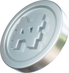 Silver Nigerian naira coin 3d render illustration
