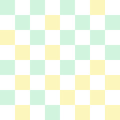 White, yellow, and green pastel checkerboard pattern background.