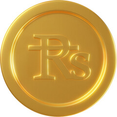 Golden Nepal rupee coin 3d render illustration