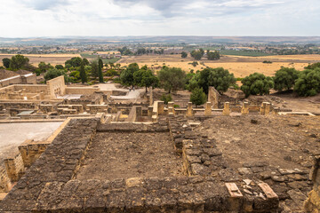 Fototapeta na wymiar Caliphate City of Medina Azahara, Cordoba. Exposure of the Medina Azahara, Muslim Ruins of the Palace, located near Cordoba, Spain.