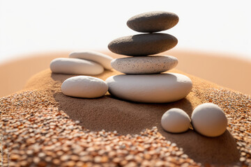 Fototapeta na wymiar zen stones in the sand