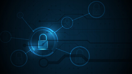 Padlock Security cyber digital concept Abstract technology background protect system innovation vector illustration