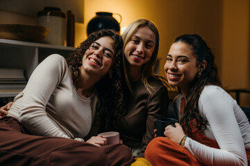 Portrait of three happy female friends