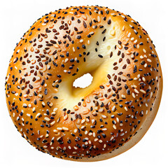 close up illustration of everything bagel   on  a white background, ai generated