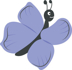 Common blue butterfly isolated on white background. Cute cartoon vector illustration for kids.