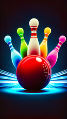 Bowling, ball and pins