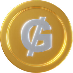 Golden Paraguayan guarani coin 3d render illustration