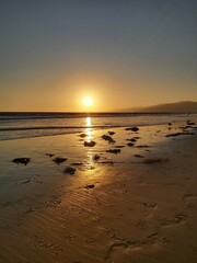 Fototapeta na wymiar sunset on the beach - Santa Monica - California
