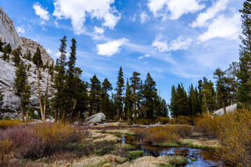 Views while hiking Mount Whitney, part of the sierra mountain range in California