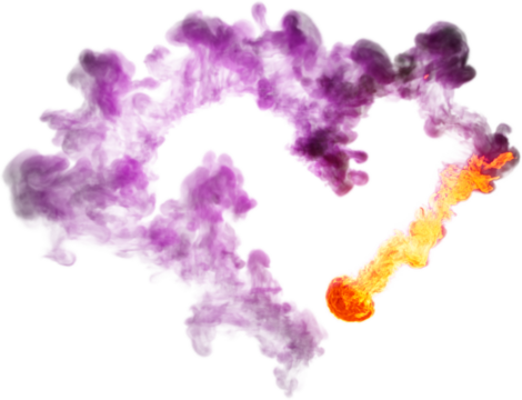 Fiery explosion in the shape of a heart, 3D rendering. Abstract flame in the shape of a heart, isolated. Transparent background, PNG file