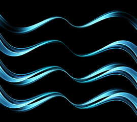 Abstract Gold Waves. Shiny golden moving lines design element with glitter effect on dark background for greeting card and disqount voucher.