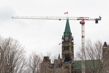 Parliament building in Ottawa, Canada, under renovation