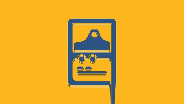 Blue Card game collection icon isolated on orange background. Fantasy ui kit with magic items. 4K Video motion graphic animation
