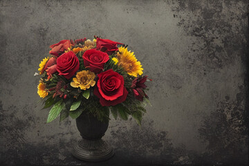 Fototapeta premium Gloomy flower template, Generative AI