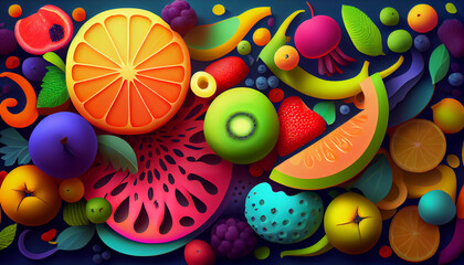 Fototapeta na wymiar Fresh fruits. Assorted fruits colorful, clean eating, Fruit background