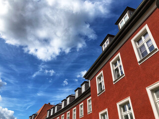 Fototapeta na wymiar Low angle view of apartment buildings in Frankfurt an der Oder