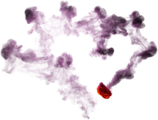 Fiery explosion in the shape of a heart, 3D rendering. Abstract flame, isolated. Transparent background, PNG file