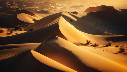 Beautiful sand dunes. Generative AI. - obrazy, fototapety, plakaty