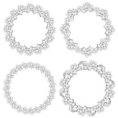 colouring book, painted wreaths with flowers
