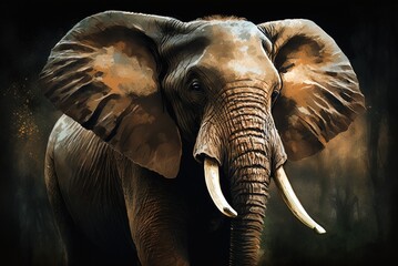 Fototapeta na wymiar illustration/painting of an elephant done in a digital art style Generative AI