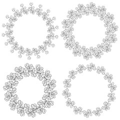 colouring book, painted wreaths with flowers