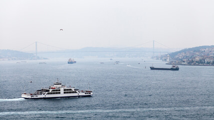 Fototapeta na wymiar View on the Bosporus canal in Istanbul, Turkey