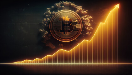 Bitcoin is on the rise! Watch as the graph steadily climbs higher and higher - ai generated