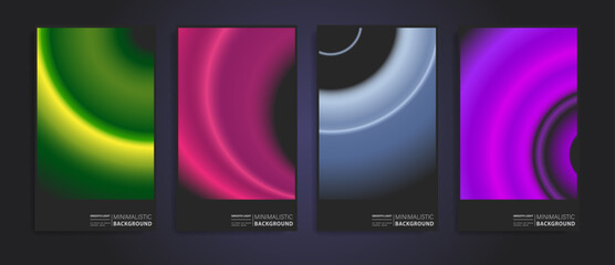 Set of futuristic poster covers with circular gradient. Great for branding presentation, album print, website header, web banner.