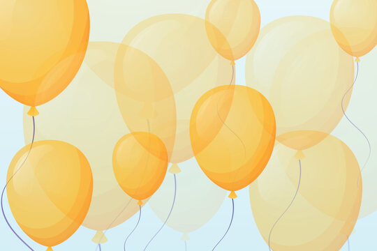 Abstract Vector Horizontal Holiday Background With Yellow Balloons.