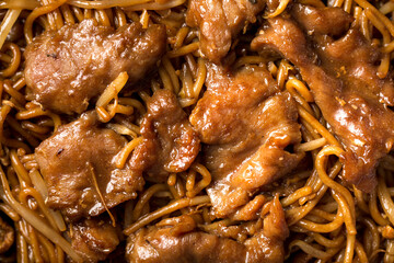 Close up view of Malaysian and Thai Cuisine - Beef Stir Fried Lai Fun