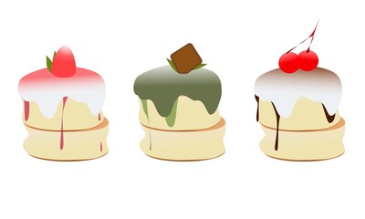 Pancakes cake vector design three types 