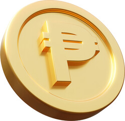 Golden Philippine Peso coin 3d render illustration