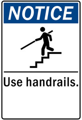 Use handrail sign and labels